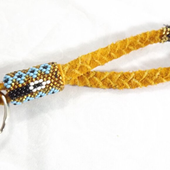 Handcrafted Braided Leather Beaded Lanyard - Picture 4 of 6